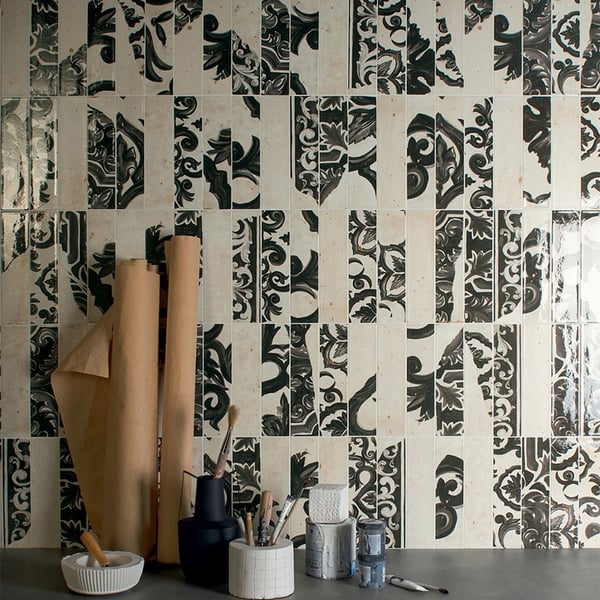 Πλακάκι Fregio Nero Maiolica 6x24 cm Marca Corona